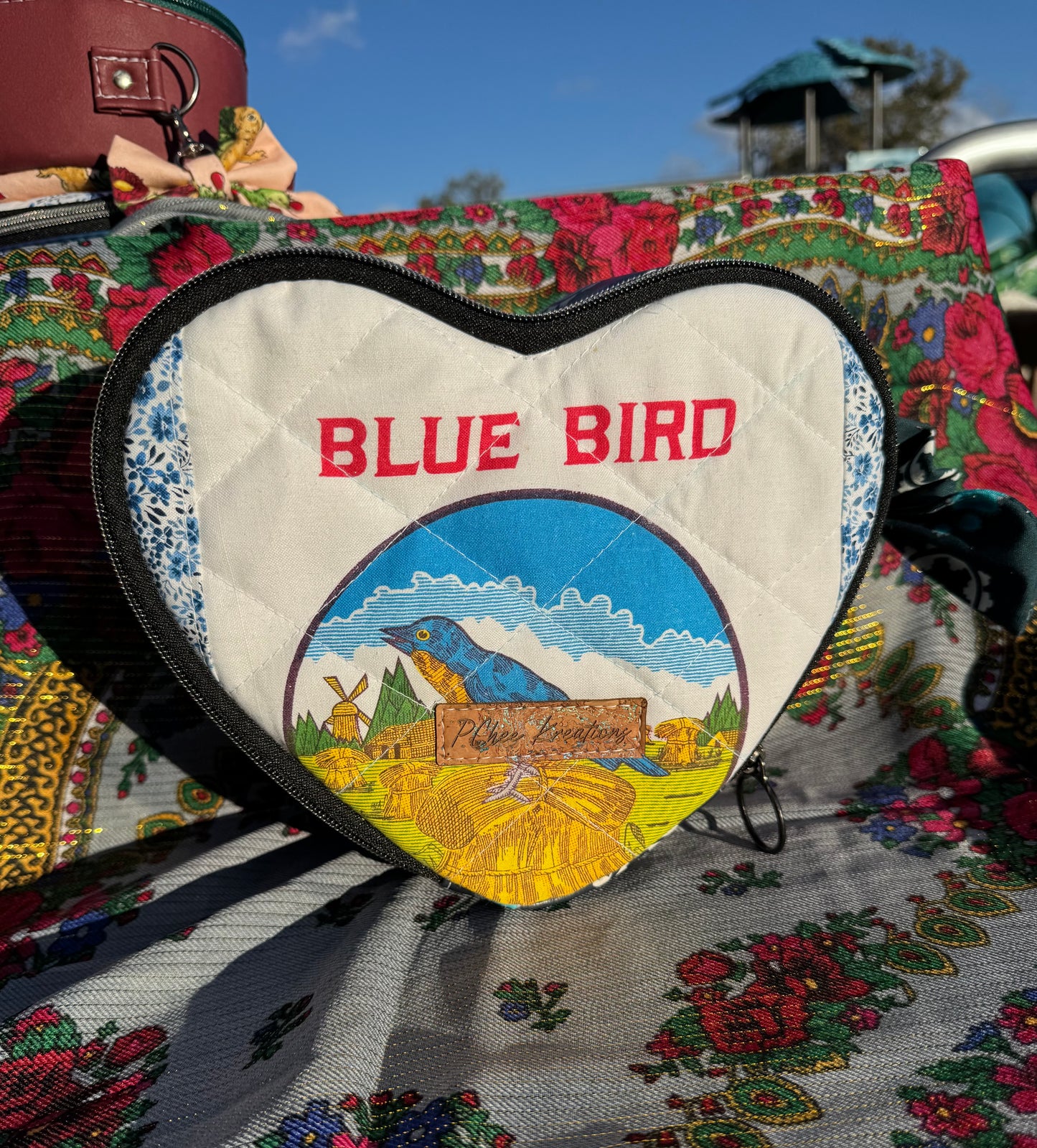 Blue bird dream heart bag