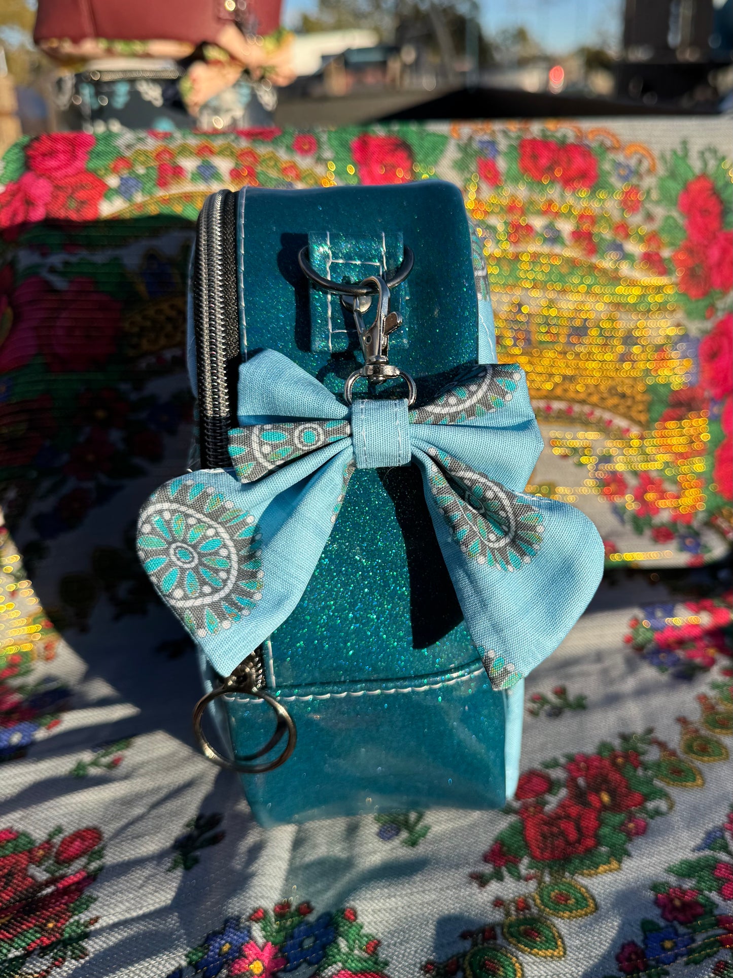 Turquoise cluster heart bag