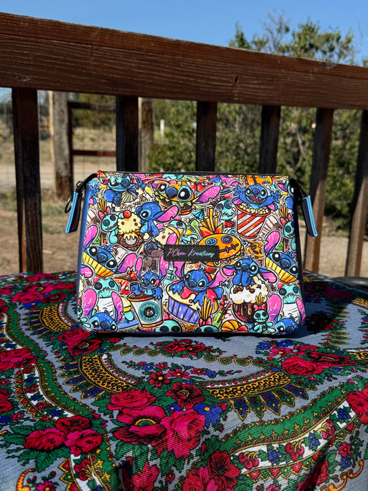 Blue snack stitch pouch
